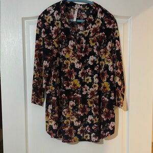 Floral Women's Top - Black, Pink, Yellow